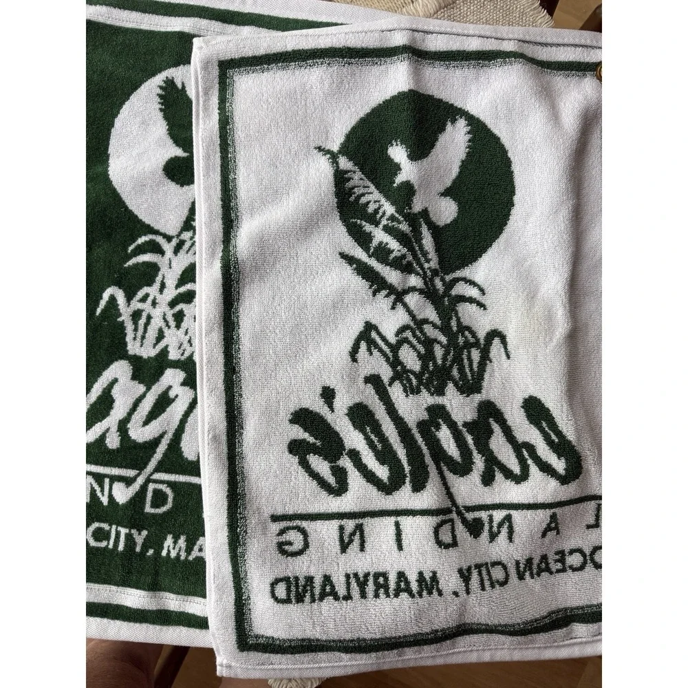 Eagle's Landing Golf Course Ocean City MD Terry Towel Set of 2 Green USA